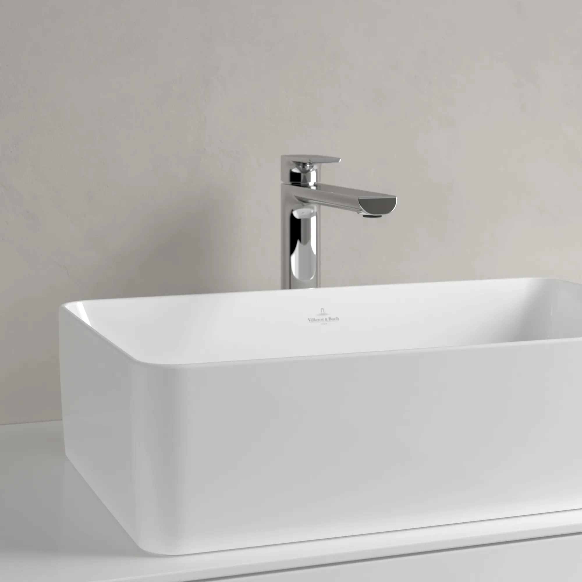 Villeroy & Boch Aufsatzwaschtisch rechteck aus TitanCeram „Collaro“ 560 × 360 × 145 mm, ohne Hahnlochbohrung in Weiß Alpin Villeroy & Boch Aufsatzwaschtisch rechteck aus TitanCeram „Collaro“ 560 × 360 × 145 mm, ohne Hahnlochbohrung in Weiß Alpin