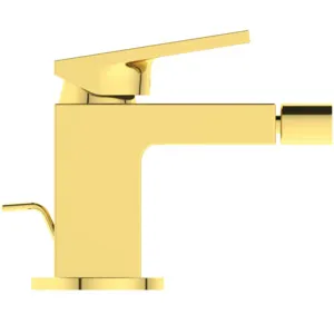 Bidetarmatur Extra Ausladung 113mm mit Ablaufgarnitur Brushed Gold Bidetarmatur Extra Ausladung 113mm mit Ablaufgarnitur Brushed Gold