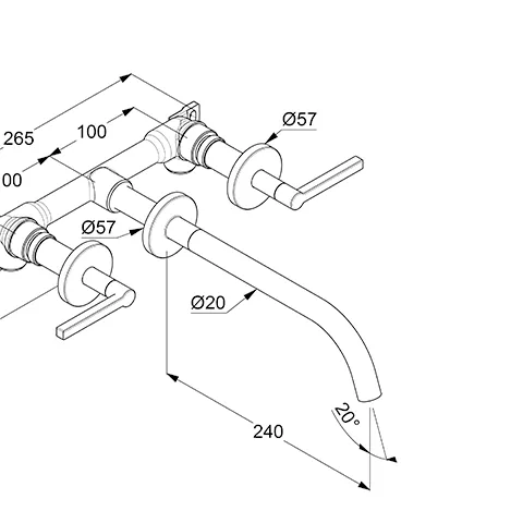 Kludi NOVA FONTE 3-Loch-Waschtisch Armatur, Puristic UP-Wandmontage 240 mm, chrom Kludi NOVA FONTE 3-Loch-Waschtisch Armatur, Puristic UP-Wandmontage 240 mm, chrom