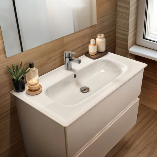 Ideal Standard Waschtischunterschrank „Eurovit+“ 80 × 55 × 44 cm Hochglanz weiß lackiert