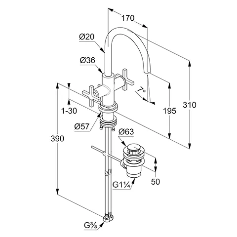 Kludi NOVA FONTE Waschtischarmatur CLASSIC chrom, DN 15, 2-Griffarmatur Kludi NOVA FONTE Waschtischarmatur CLASSIC chrom, DN 15, 2-Griffarmatur