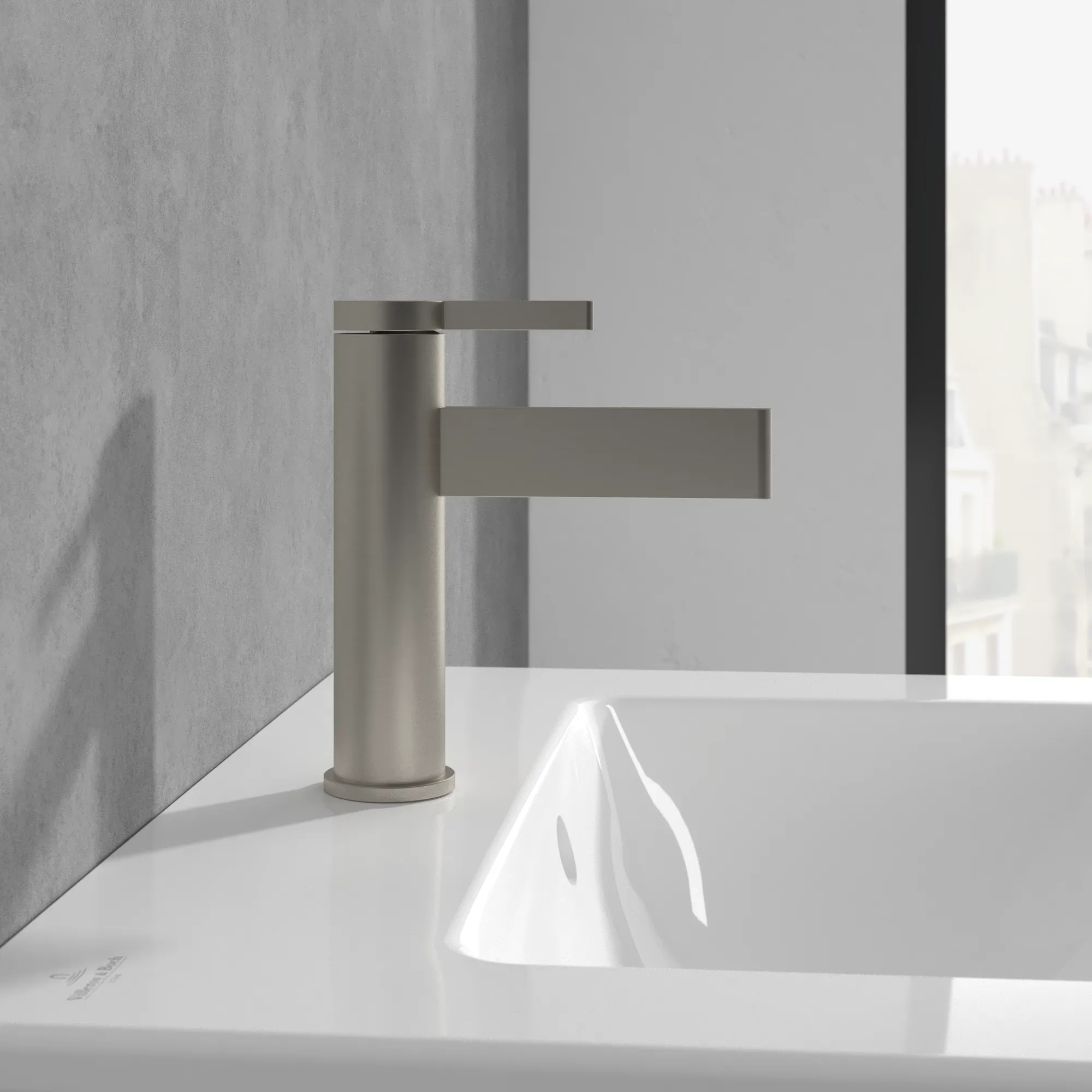 Einhand-Waschtischarmatur „Dawn“ 14,9 cm Ausladung 100 mm in Brushed Nickel Matt Einhand-Waschtischarmatur „Dawn“ 14,9 cm Ausladung 100 mm in Brushed Nickel Matt