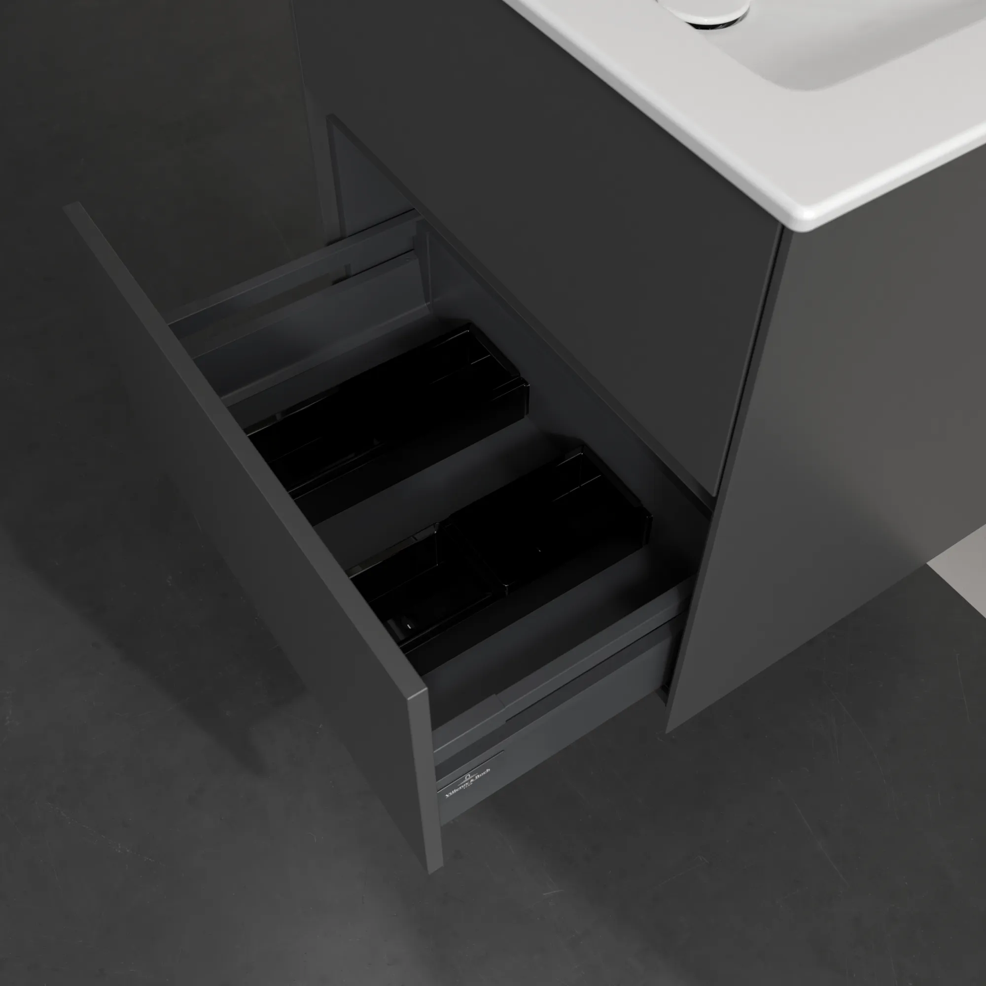 Villeroy & Boch Waschtischunterschrank „Collaro“ 611 × 610 × 480 mm Graphite, ohne Beleuchtung, für Becken mittig