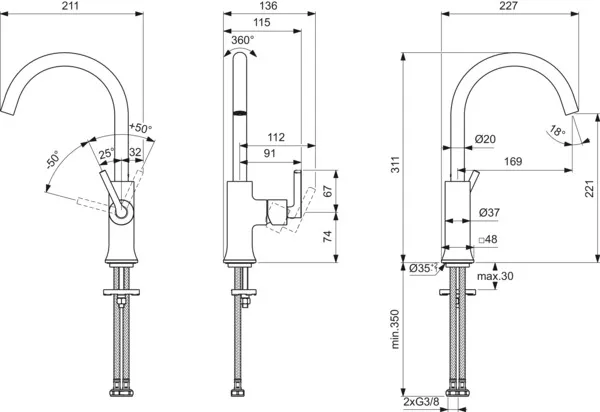 Einhand-Waschtischarmatur „JoyNeo“ Ausladung 169 mm in Chrom