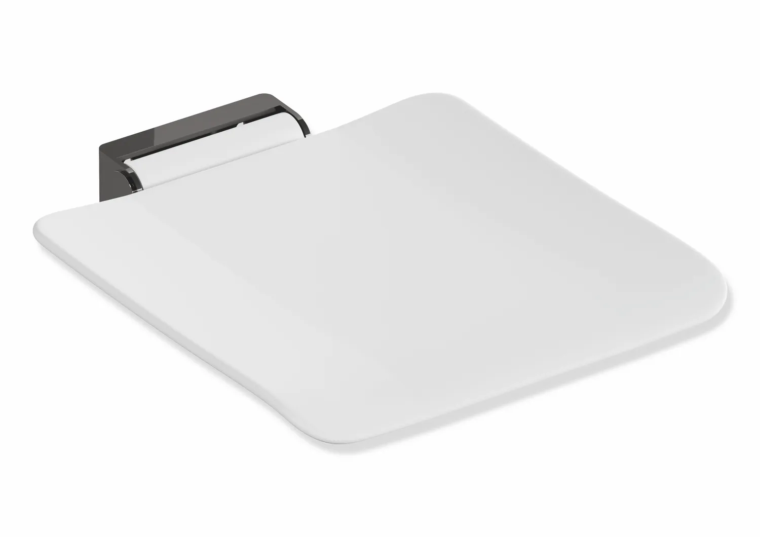 Klappsitz des Systems 900, Wandkonsole aus Edelstahl, PVD, Sitzfläche aus strukturiertem Kunststoff, weiß, Sitzfläche 450 mm breit, 450 mm tief, in Farbe CK (messing glänzend)