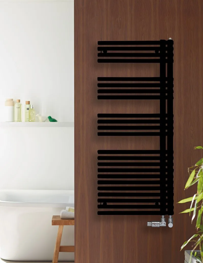 Zehnder Forma Asym, links LFAL-150-050 - Badheizkörper in Schwarz Quarz