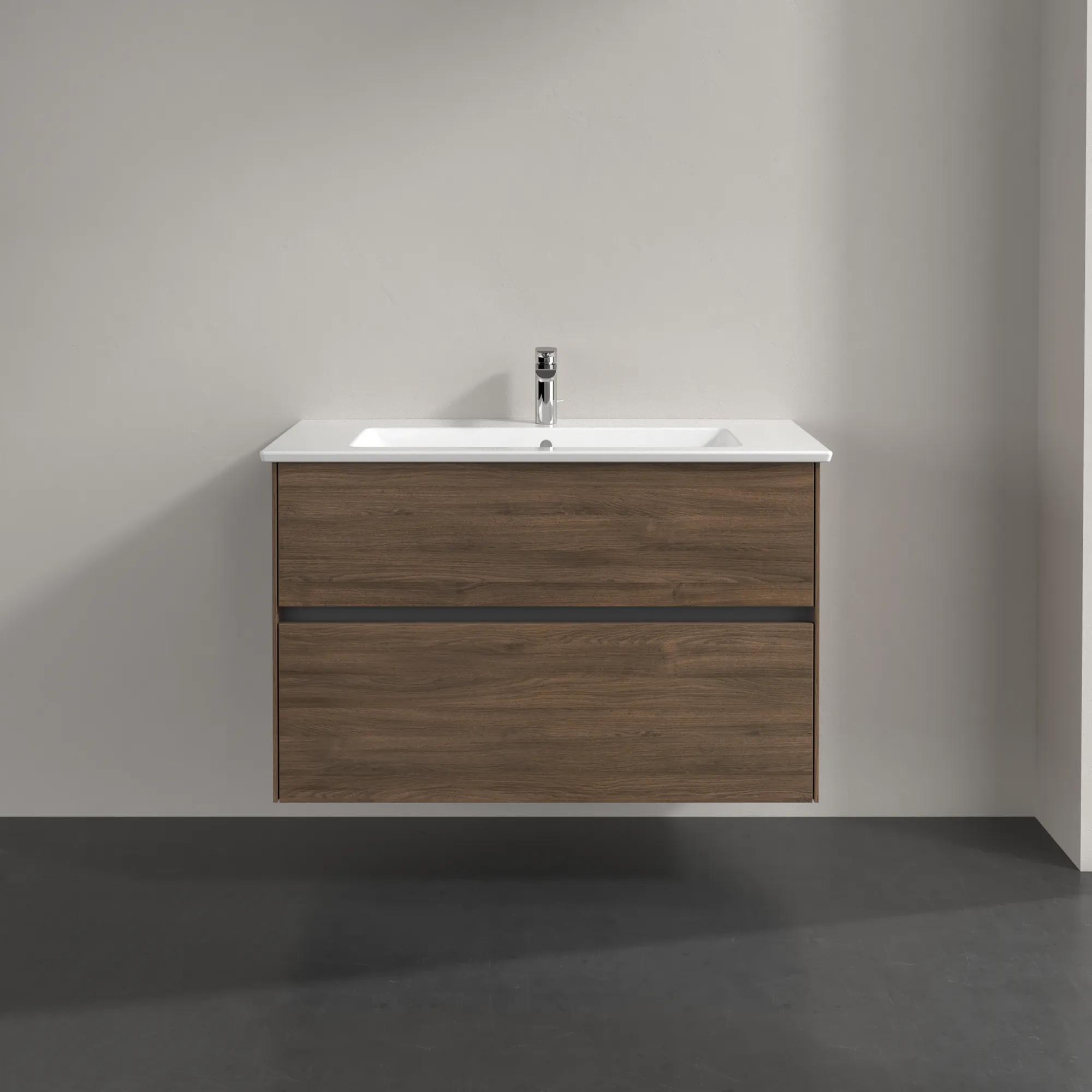 Villeroy & Boch Waschtischunterschrank „Collaro“ 961 × 610 × 480 mm Arizona Oak, ohne Beleuchtung, für Becken mittig