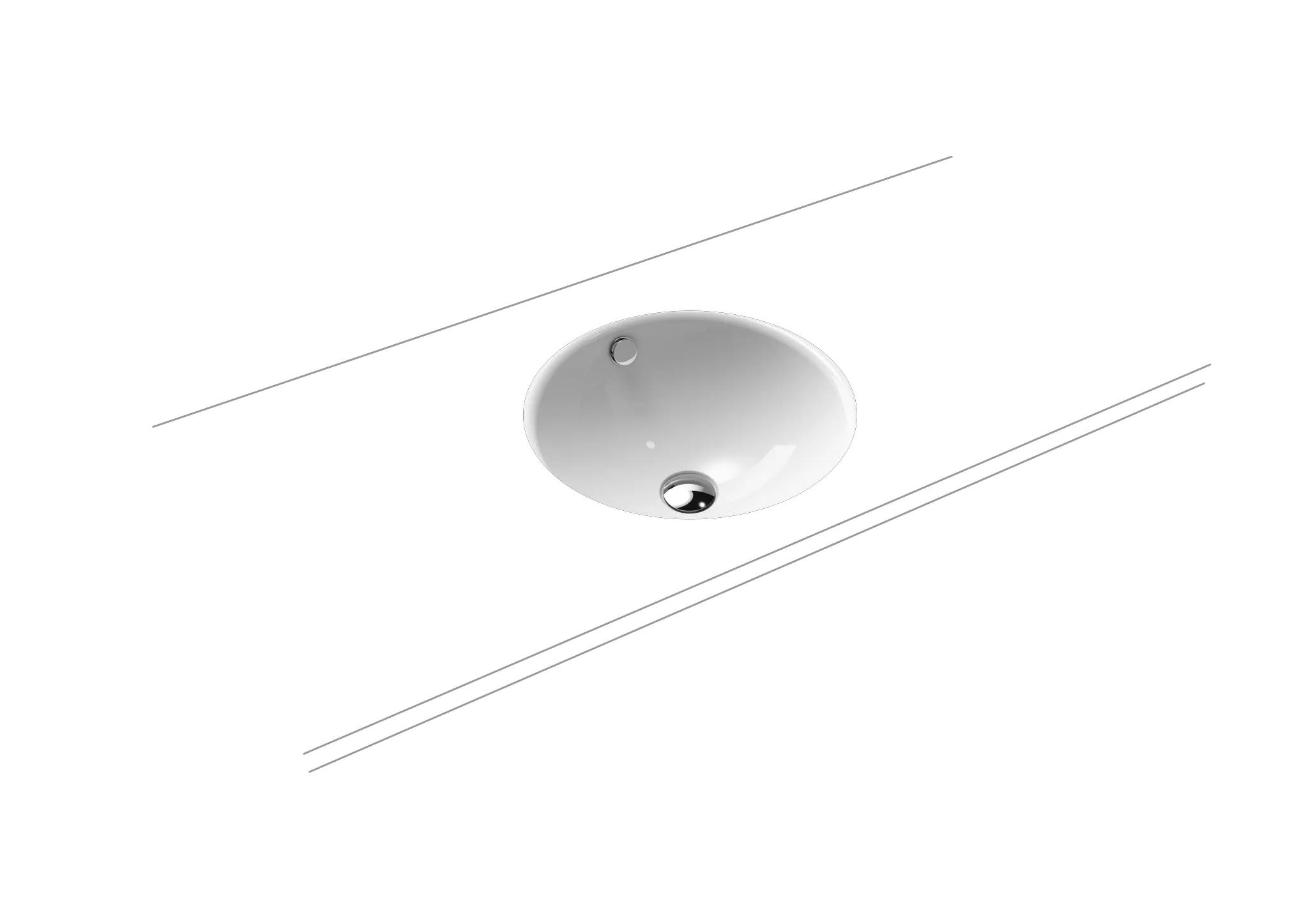 Unterbauwaschtisch „Classic“ ⌀ 43,2 × 13,7 cm, ohne Hahnlochbohrung, mit Überlauf in alpinweiß mit Perl-Effekt Unterbauwaschtisch „Classic“ ⌀ 43,2 × 13,7 cm, ohne Hahnlochbohrung, mit Überlauf in alpinweiß mit Perl-Effekt