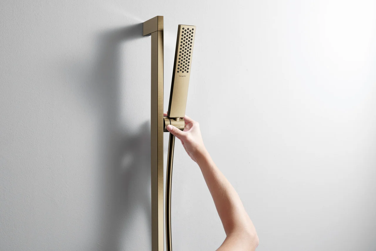 Hansgrohe Pulsify E Stabhandbrause 1jet EcoSmart+ BBR, Brushed Bronze, 100 x 25 mm, max. Durchfluss 5 l/min, QuickClean, für Durchlauferhitzer geeignet