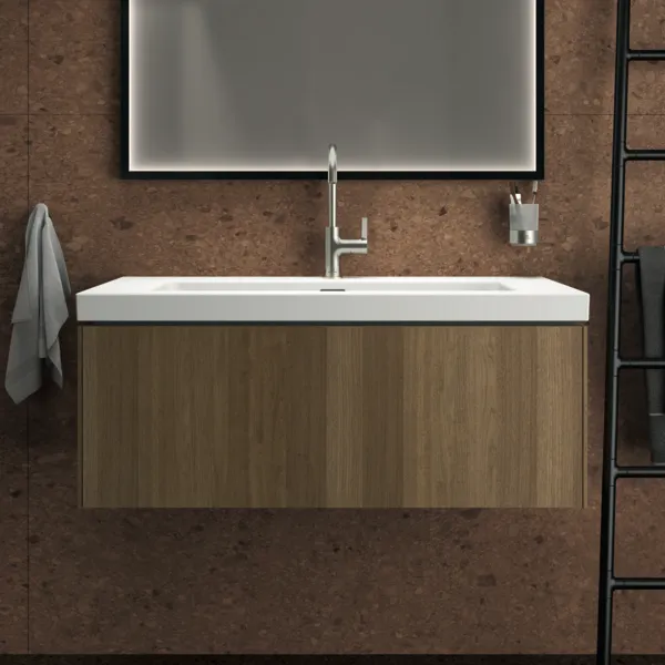 Ideal Standard Waschtischunterschrank „Conca“ 100 × 37 × 50,5 cm Walnuss dunkel Furnier