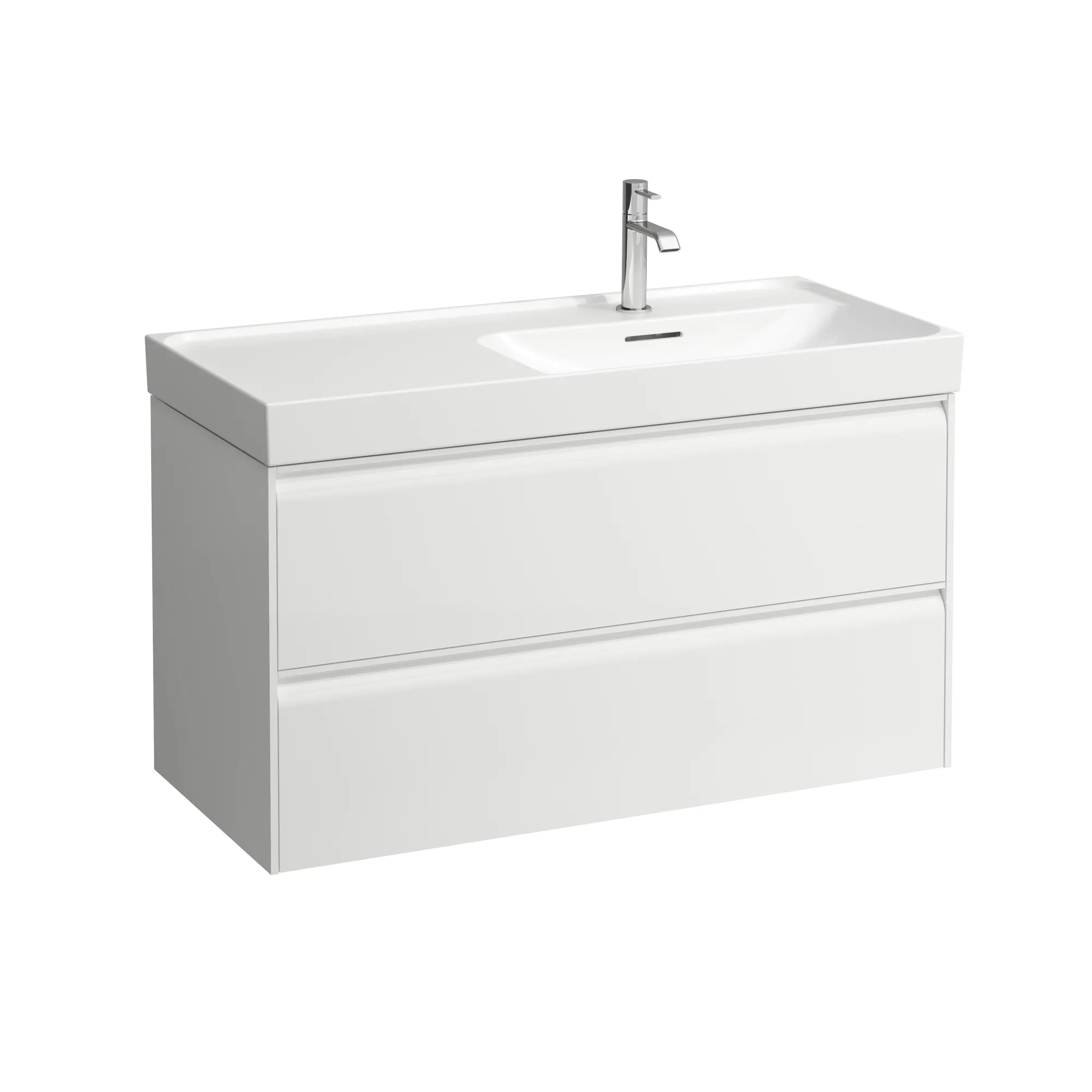 Waschtischunterbau MEDA 448x984x515 2 Schubladen integrierte Griffleiste für Waschtisch H817117 weiß matt