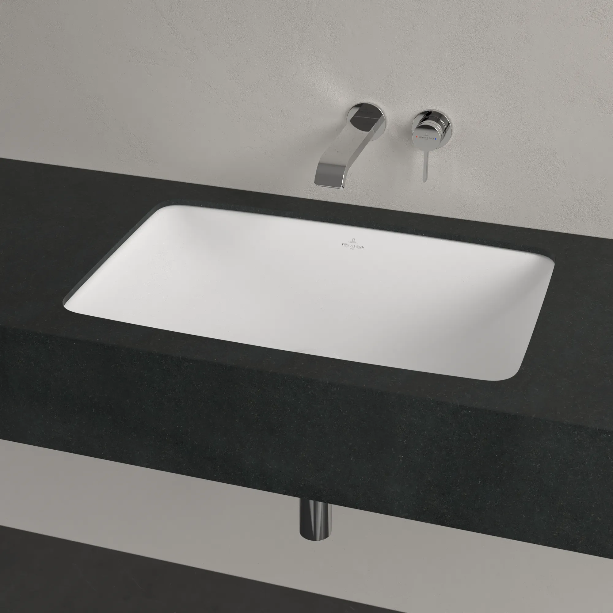 Villeroy & Boch Unterbauwaschtisch aus TitanCeram „Loop & Friends“ 675 × 450 × 185 mm, ohne Hahnlochbohrung in Stone White