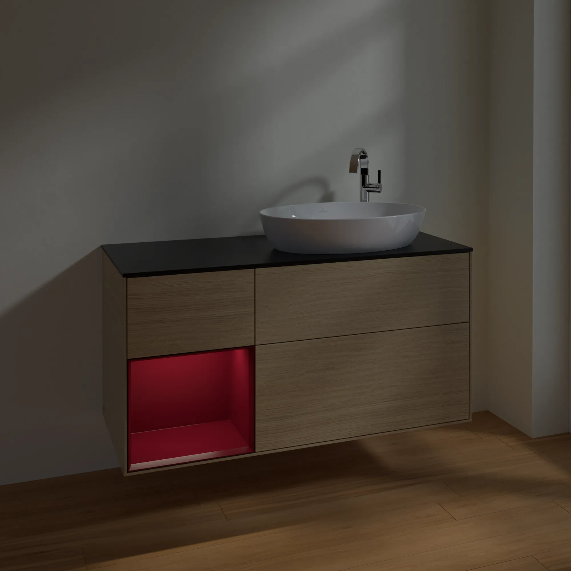 Villeroy & Boch Waschtischunterschrank „Finion“ für Schrankwaschtisch 1200 × 603 × 501 mm Oak Veneer, für Becken rechts, mit Hahnlochbohrung Villeroy & Boch Waschtischunterschrank „Finion“ für Schrankwaschtisch 1200 × 603 × 501 mm Oak Veneer, für Becken rechts, mit Hahnlochbohrung