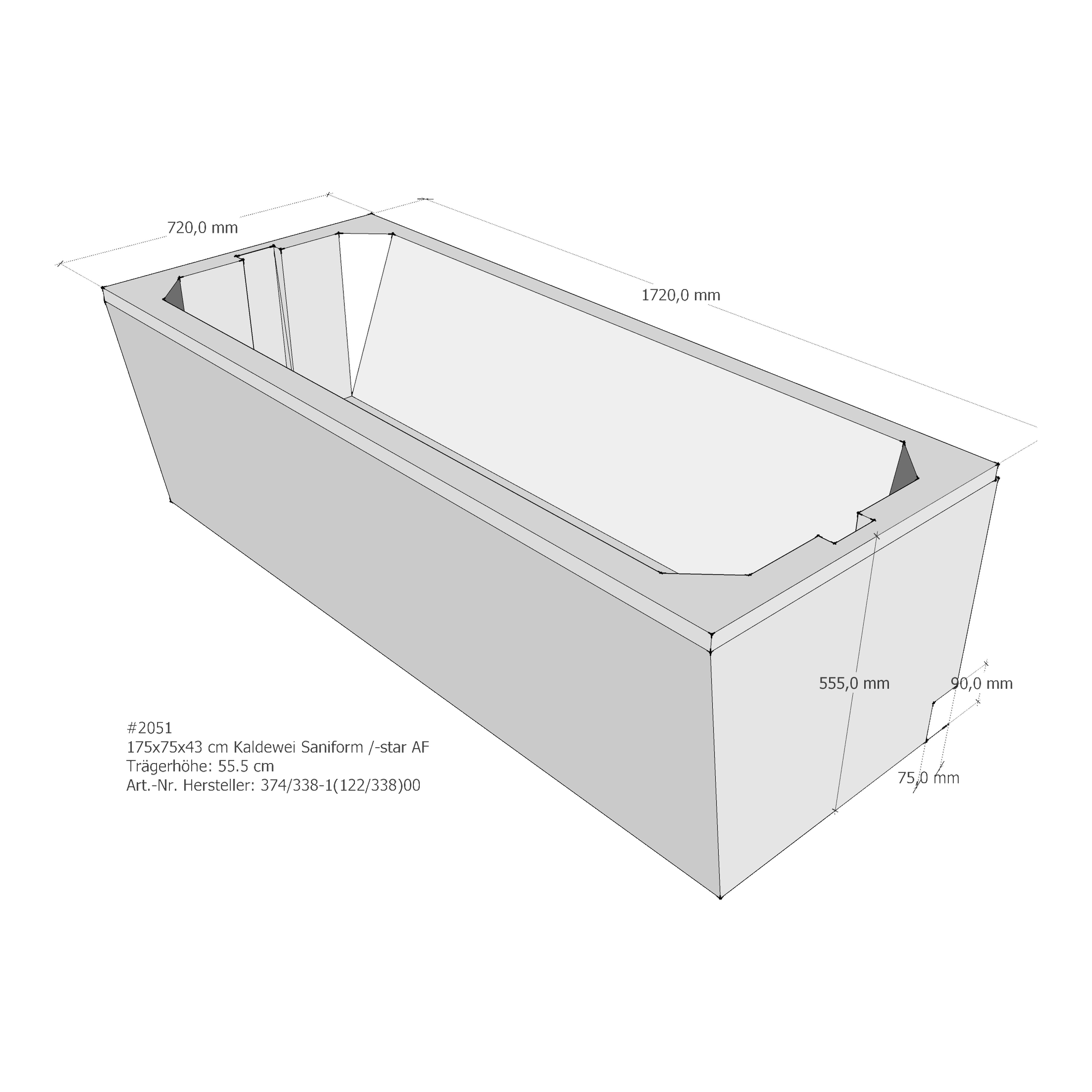 Badewannenträger für Kaldewei Saniform 175 × 75 × 43 cm Badewannenträger für Kaldewei Saniform 175 × 75 × 43 cm