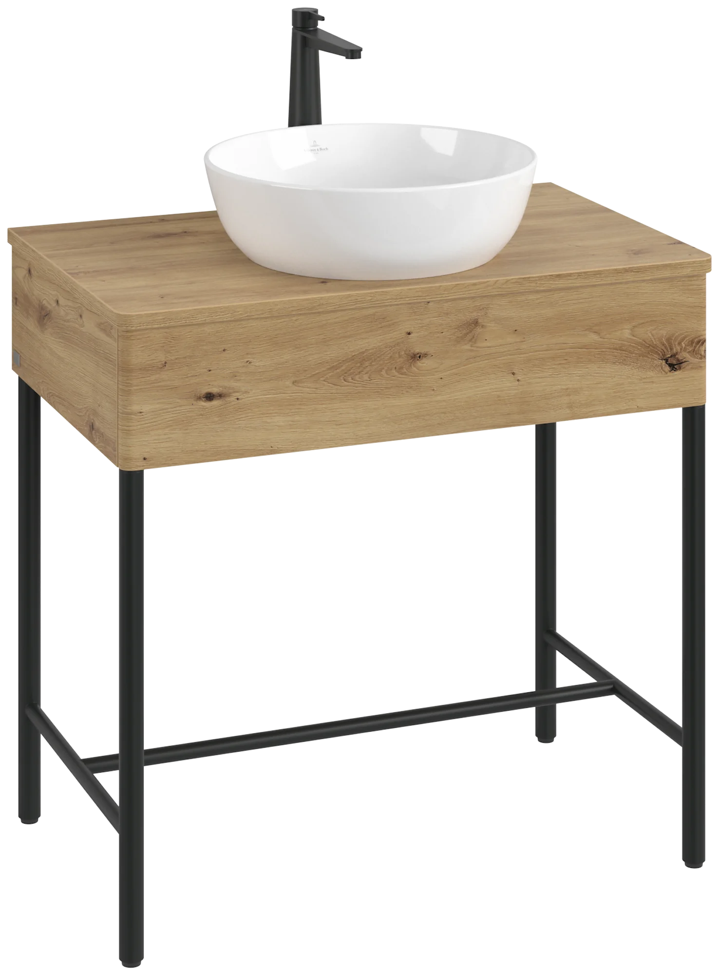 Villeroy & Boch Waschbeckenunterschrank Artis L60051, Eckig Oak Natural Touch, 800x782x500mm, mit Beleuchtung und Push-to-open Funktion