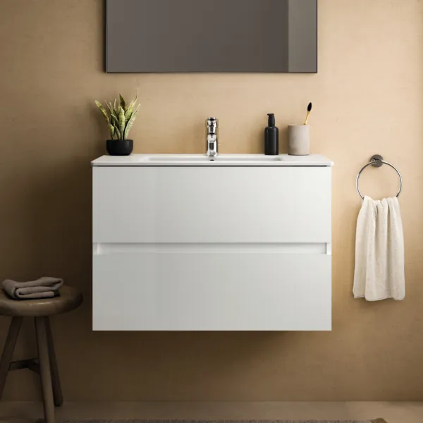 Ideal Standard Waschtischunterschrank „Eurovit+“ 80 × 55 × 44 cm Hochglanz weiß lackiert