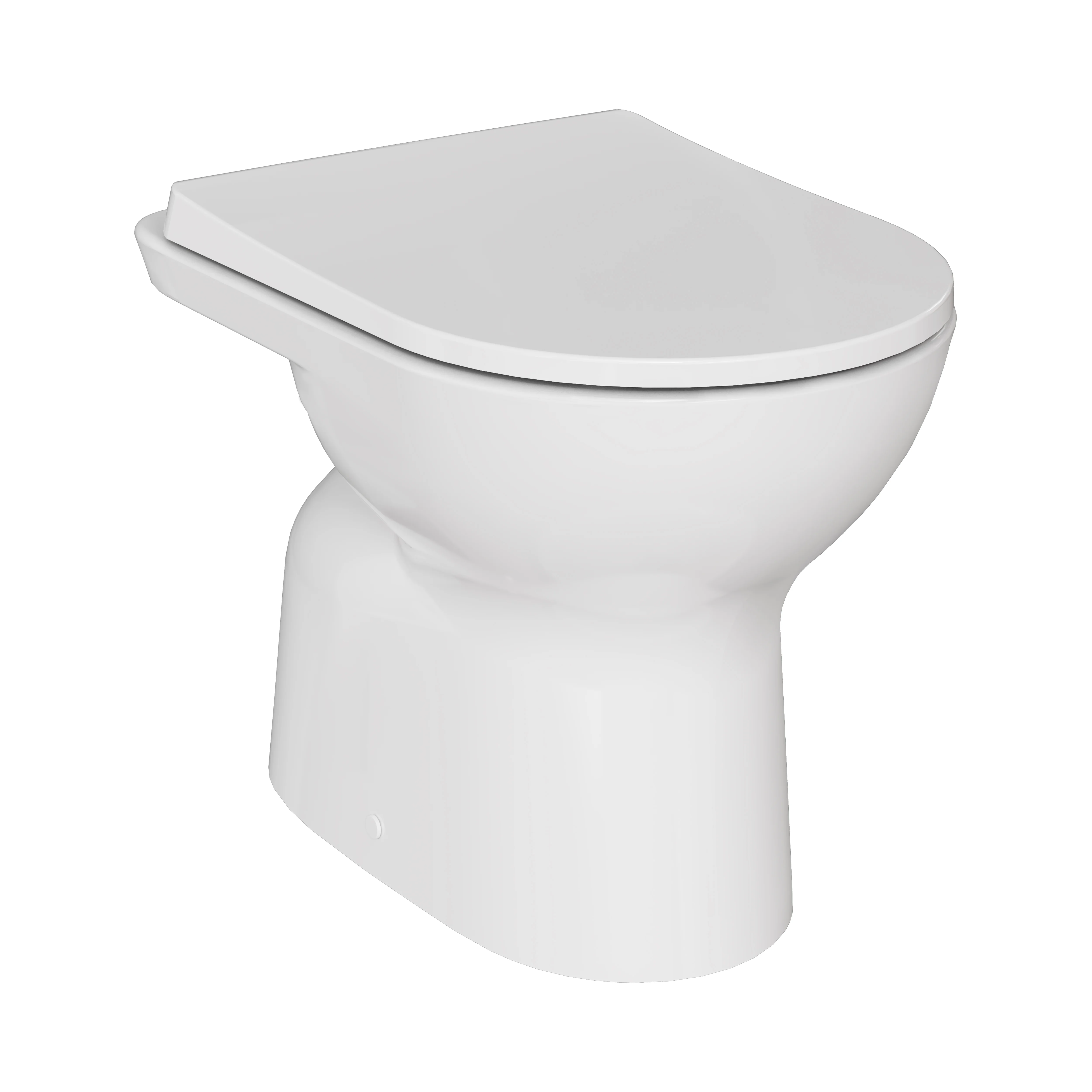 New S20 Round Tiefspüler-Stand-WC spülrandlos Smooth Flush open back Abgang senkrecht 36 x 54 cm (BxT) Weiß Hochglanz