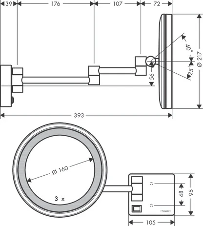 Rasierspiegel AddStoris chrom mit LED Licht