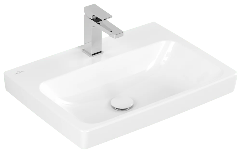 Villeroy & Boch Architectura Wandwaschbecken 4A876L, weiß Alpin AntiBac CeramicPlus, 600 x 445 x 165 mm, 3-Loch-Armatur, geschliffene Unterseite