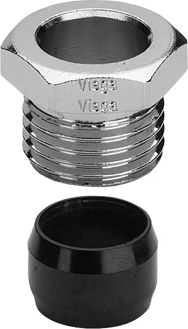 Viega „Sanfix“ Anschlussverschraubung für Kupferrohr, Stahlrohr vernickelt 15 mm × 1/2″ Viega „Sanfix“ Anschlussverschraubung für Kupferrohr, Stahlrohr vernickelt 15 mm × 1/2″