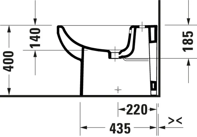 Duravit Stand-Bidet back to wall „No.1“, Befestigung sichtbar 36,5 × 57 × 40 cm