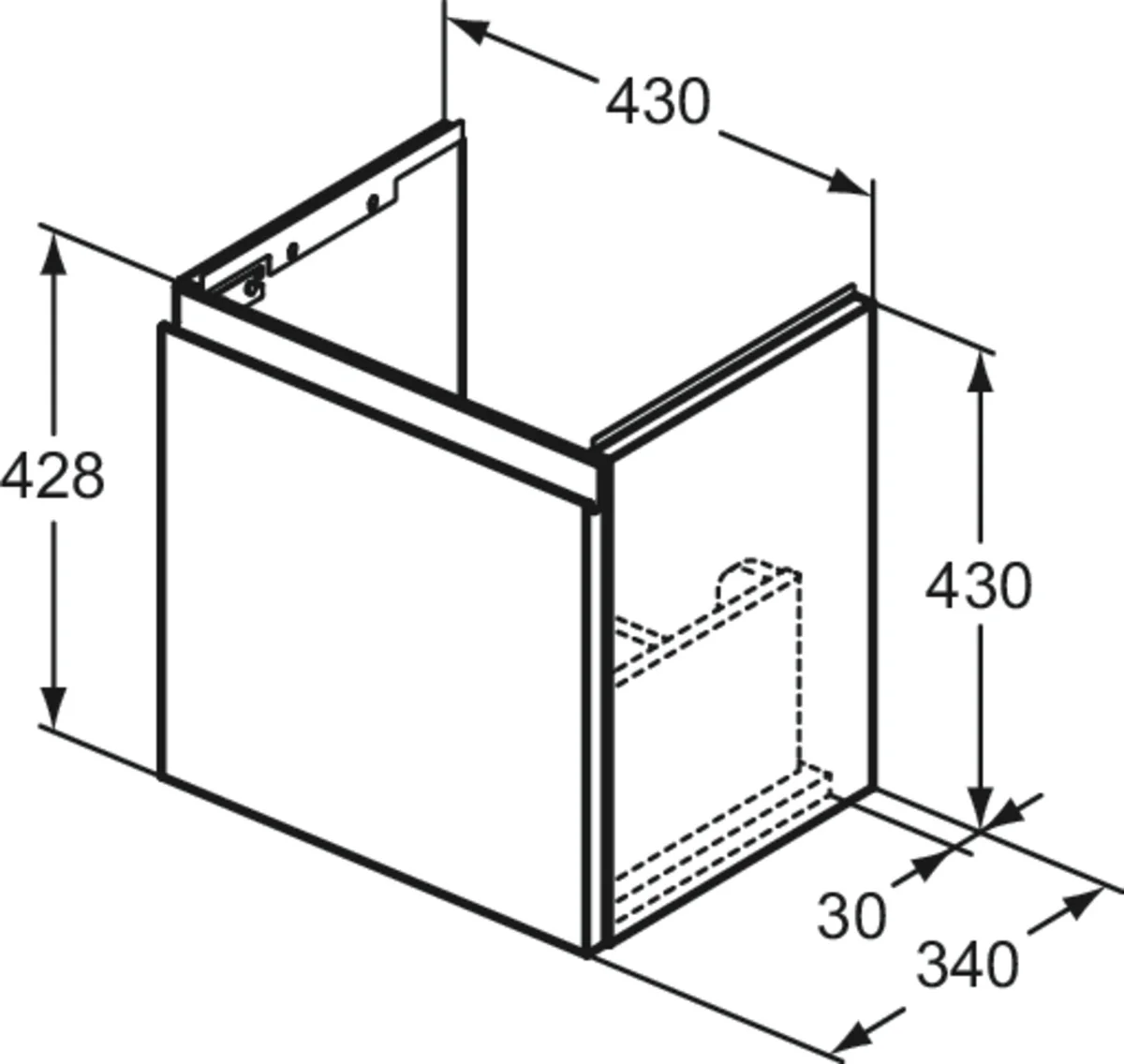 Ideal Standard Finesse Möbelwaschtischunterschrank Aschblau matt 430x340x430mm 1 Auszug