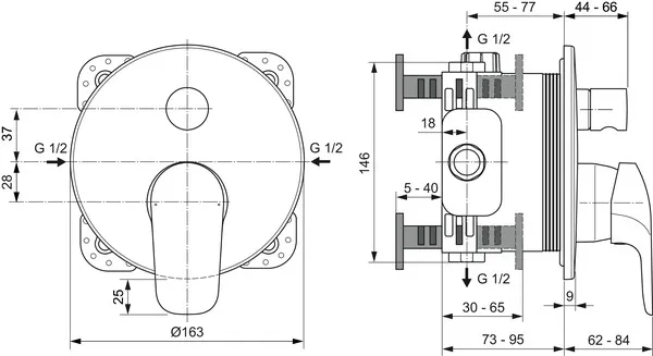 Ideal Standard Badearmatur Unterputz Ceraflex A6882AA, Ros.163x163mm, Chrom Ideal Standard Badearmatur Unterputz Ceraflex A6882AA, Ros.163x163mm, Chrom