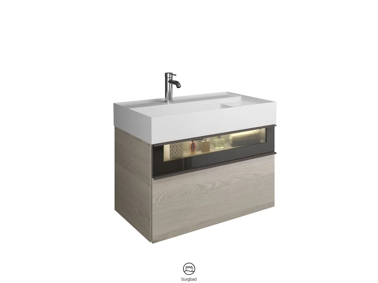 burgbad Yumo Mi-Waschtisch inkl. WTU (SFMX082), Mineralguss, 470x815x610, PG1 burgbad Yumo Mi-Waschtisch inkl. WTU (SFMX082), Mineralguss, 470x815x610, PG1