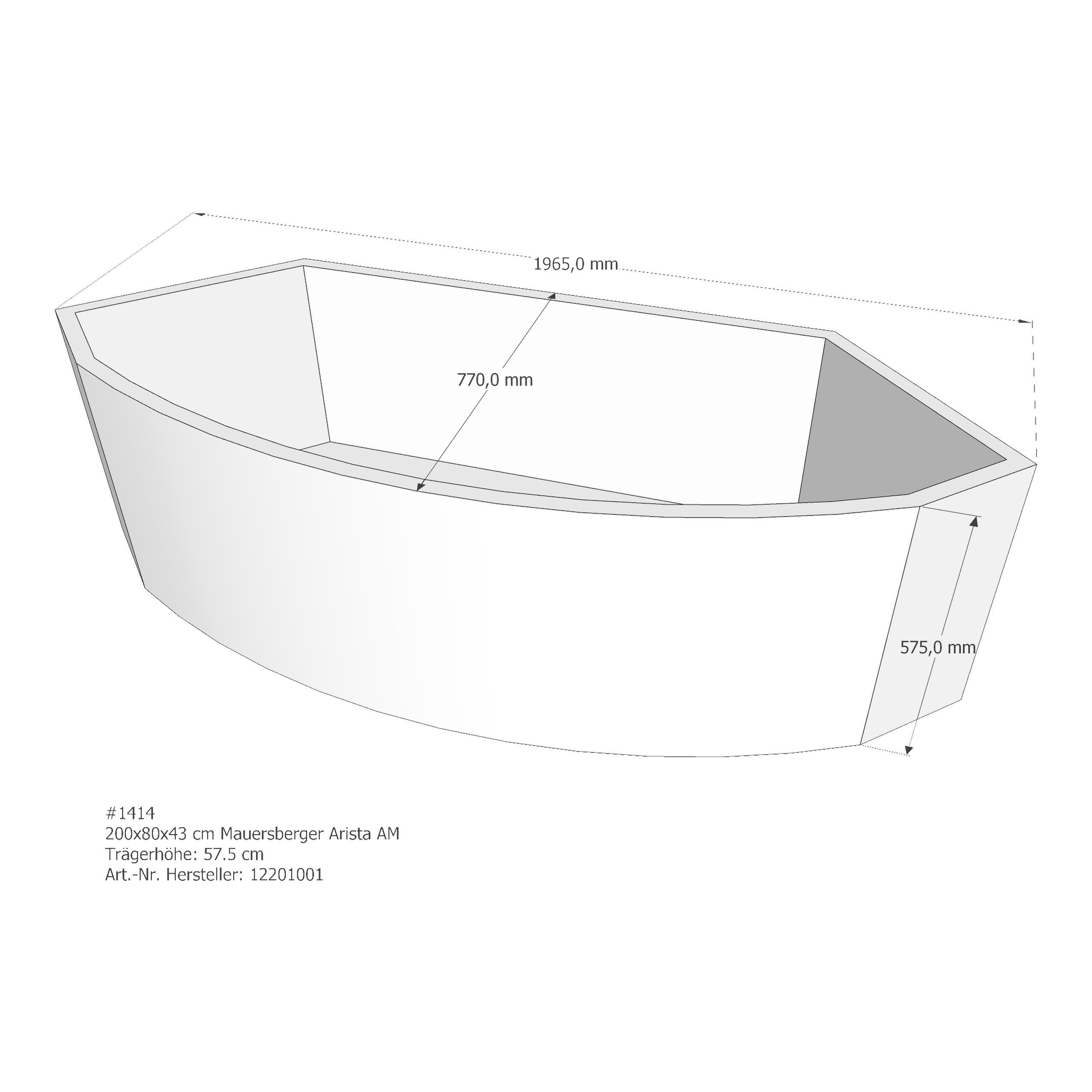 Badewannenträger für Mauersberger Arista 200 × 80 × 43 cm Badewannenträger für Mauersberger Arista 200 × 80 × 43 cm