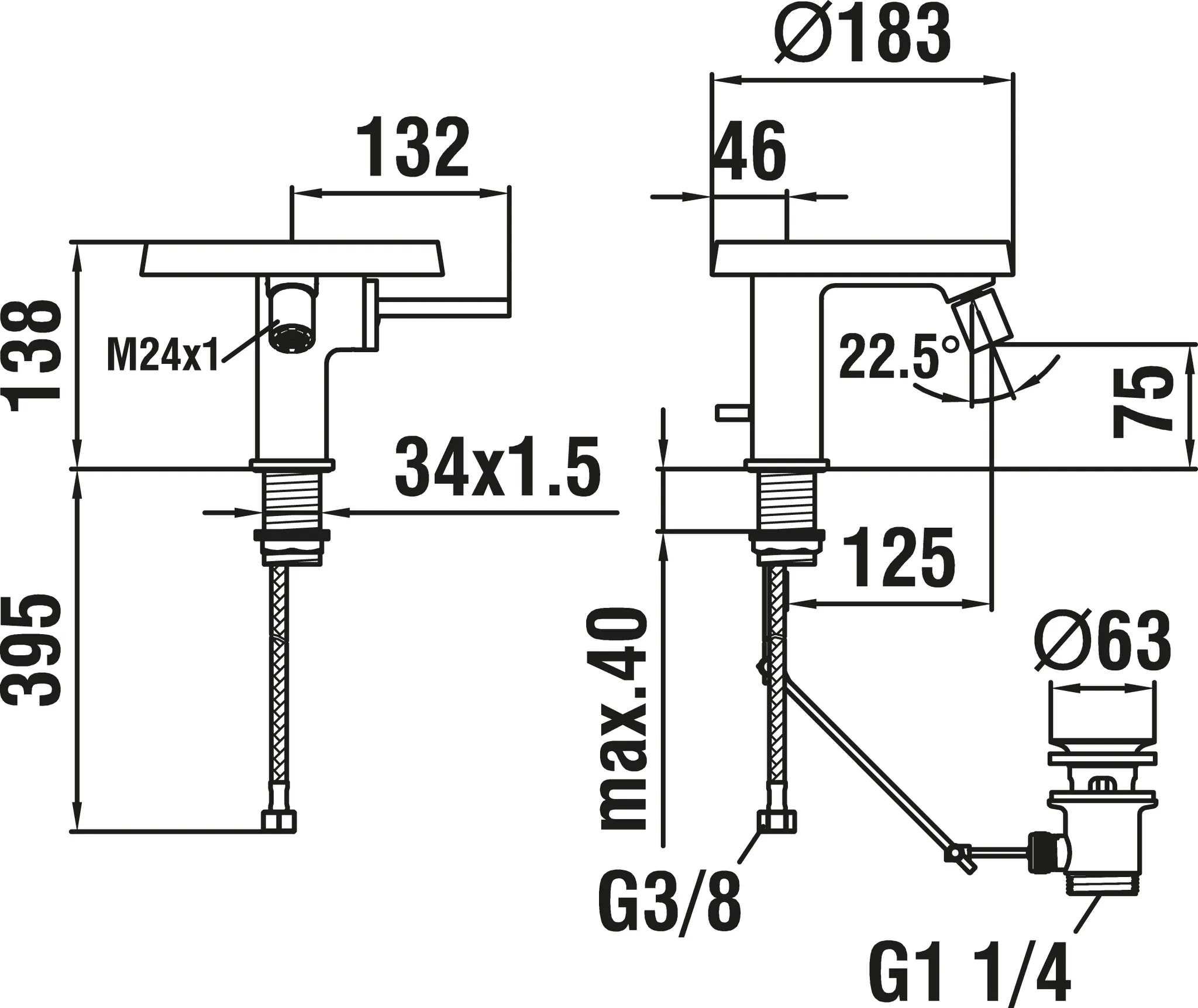 Laufen KARTELL Laufen H341331 Einhand-Bidetmischer verchromt, Ausladung 125 mm Laufen KARTELL Laufen H341331 Einhand-Bidetmischer verchromt, Ausladung 125 mm