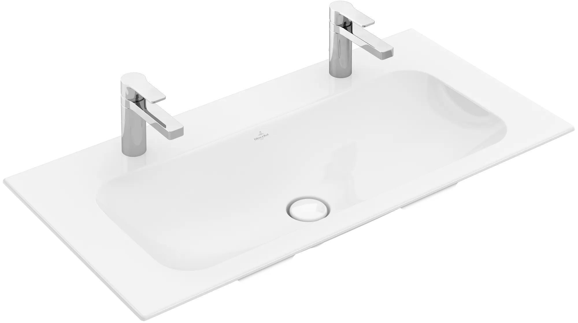 Villeroy & Boch Schrankwaschtisch aus TitanCeram „Finion“ 1000 × 500 × 160 mm, Hahnlochposition links und rechts, mit Hahnlochbohrung in Weiß Alpin, mit CeramicPlus Villeroy & Boch Schrankwaschtisch aus TitanCeram „Finion“ 1000 × 500 × 160 mm, Hahnlochposition links und rechts, mit Hahnlochbohrung in Weiß Alpin, mit CeramicPlus