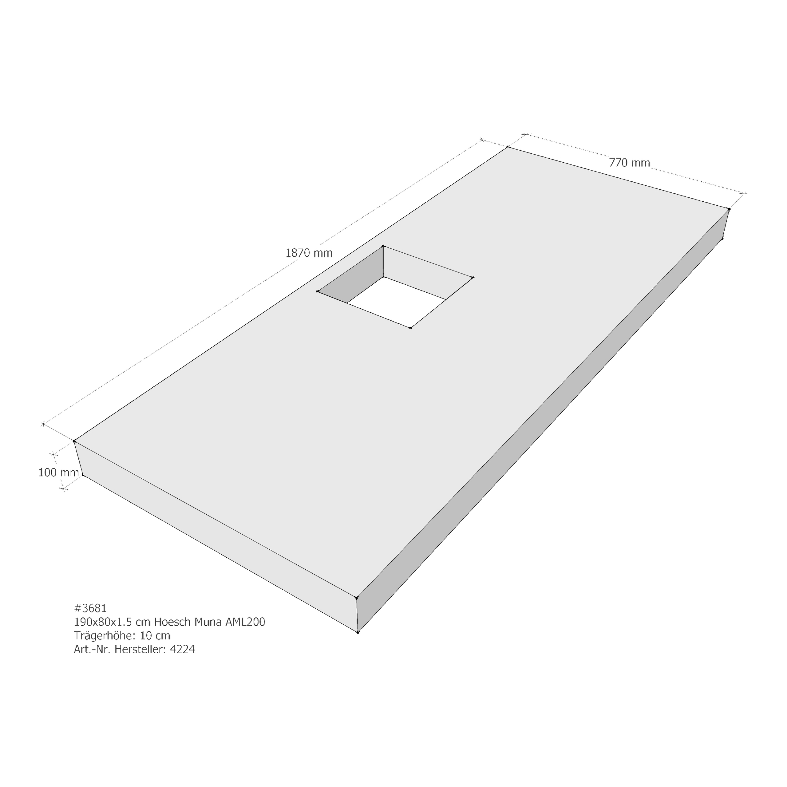 Duschwannenträger für Hoesch Muna 190 × 80 × 1,5 cm Breite: 80 cm / Länge: 190 cm Duschwannenträger für Hoesch Muna 190 × 80 × 1,5 cm Breite: 80 cm / Länge: 190 cm
