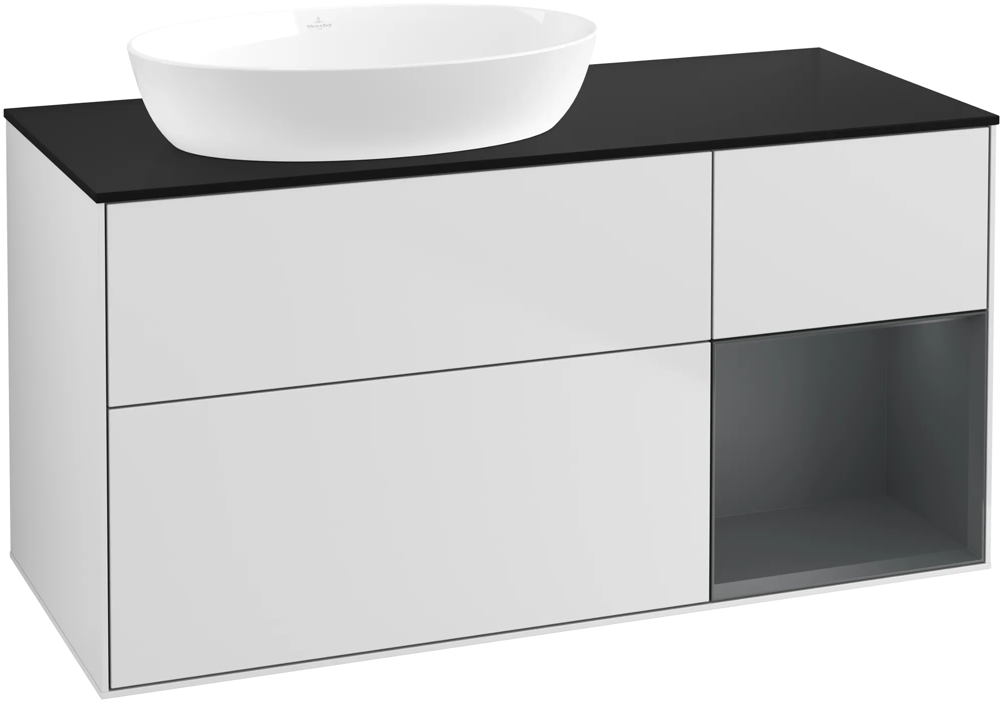 Villeroy & Boch Waschtischunterschrank „Finion“ für Schrankwaschtisch 1200 × 603 × 501 mm White Matt Lacquer, für Becken links, ohne Hahnlochbohrung