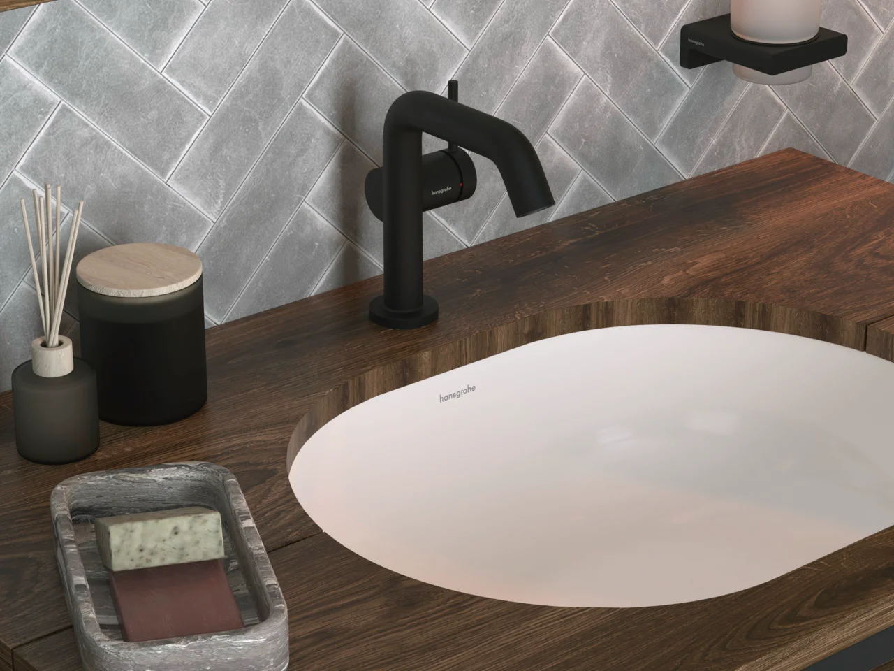 Hansgrohe Xuniva U Unterbauwaschtisch, 450x350 mm, weiß, glänzend, mit Überlauf, CL25