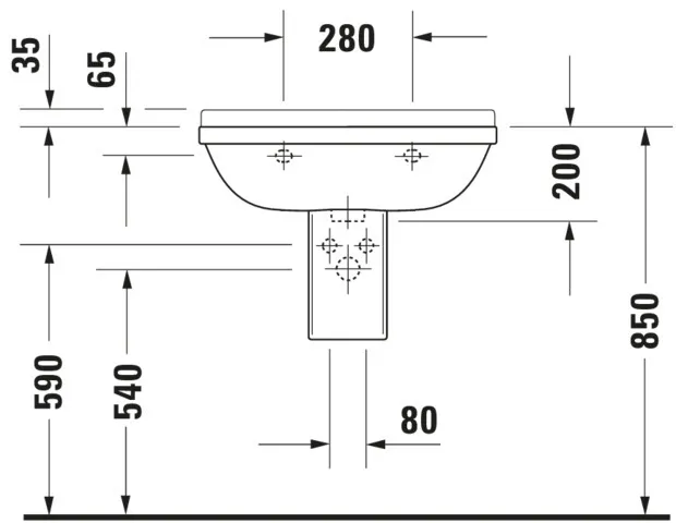Wandwaschtisch „Starck 3“, mit Überlauf, Hahnlochposition mittig Wandwaschtisch „Starck 3“, mit Überlauf, Hahnlochposition mittig