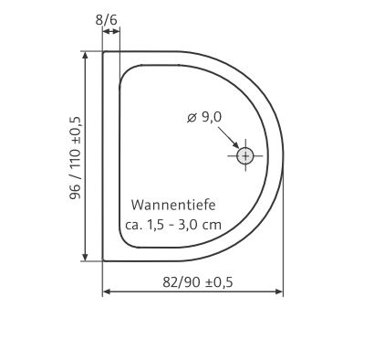 HSK halbkreis Acryl-Duschwanne „superflach“ 82 × 96 cm in Manhattan HSK halbkreis Acryl-Duschwanne „superflach“ 82 × 96 cm in Manhattan