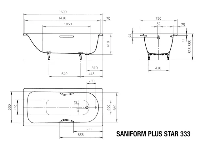 Kaldewei Badewanne „Saniform Plus“ Star rechteck 160 × 75 cm, mit Grifflochbohrungen in pergamon Kaldewei Badewanne „Saniform Plus“ Star rechteck 160 × 75 cm, mit Grifflochbohrungen in pergamon