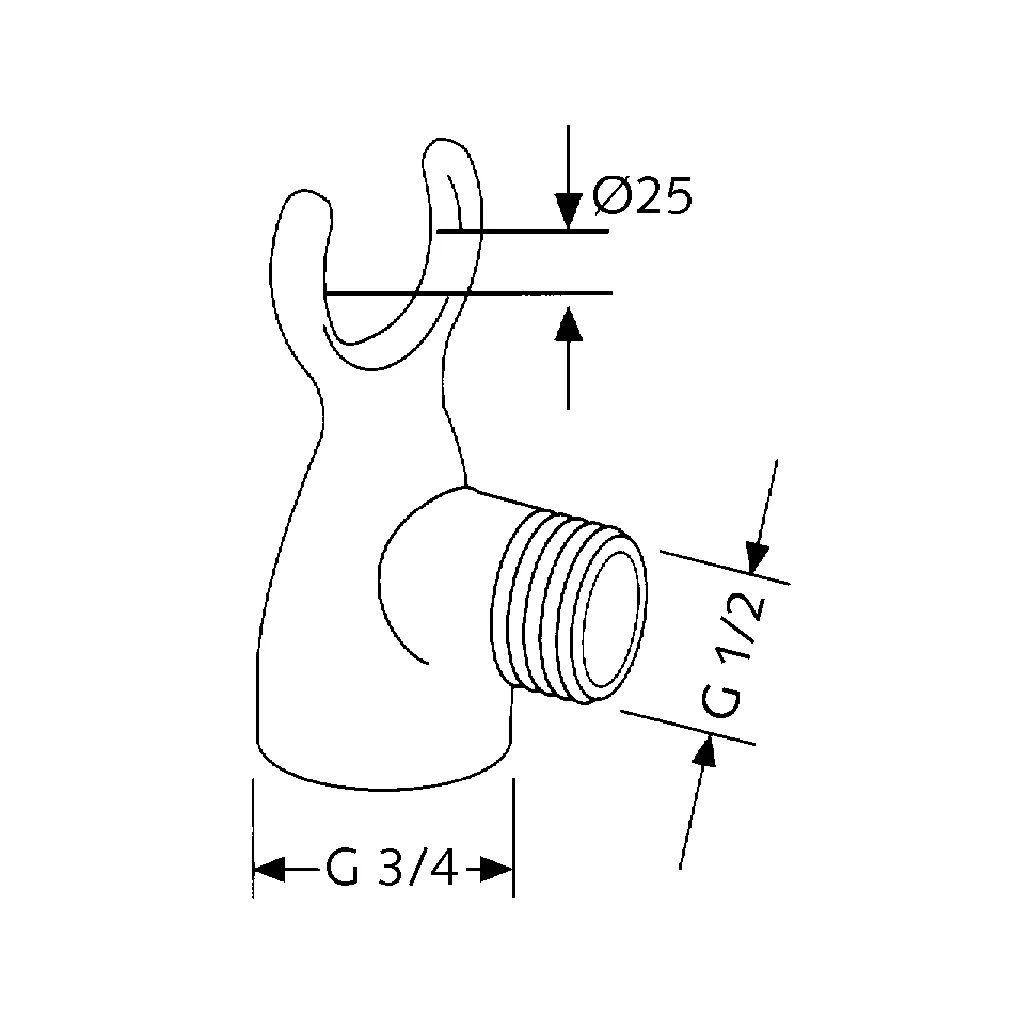 Kludi STANDARD BRAUSEN Batterie-Aufsatz mit Gabelhaken chrom Kludi STANDARD BRAUSEN Batterie-Aufsatz mit Gabelhaken chrom