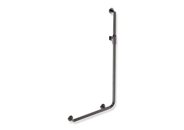 HEWI Winkelgriff mit Brausehalter, Edelstahl, PVD, waagerechte Länge 600 mm, senkrechte Länge 1250 mm, links HEWI Winkelgriff mit Brausehalter, Edelstahl, PVD, waagerechte Länge 600 mm, senkrechte Länge 1250 mm, links