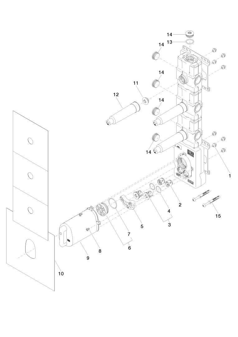 Dornbracht xTOOL UP-Thermostatmodul mit 3 Ventilen - DR-Messing, bleifrei Dornbracht xTOOL UP-Thermostatmodul mit 3 Ventilen - DR-Messing, bleifrei