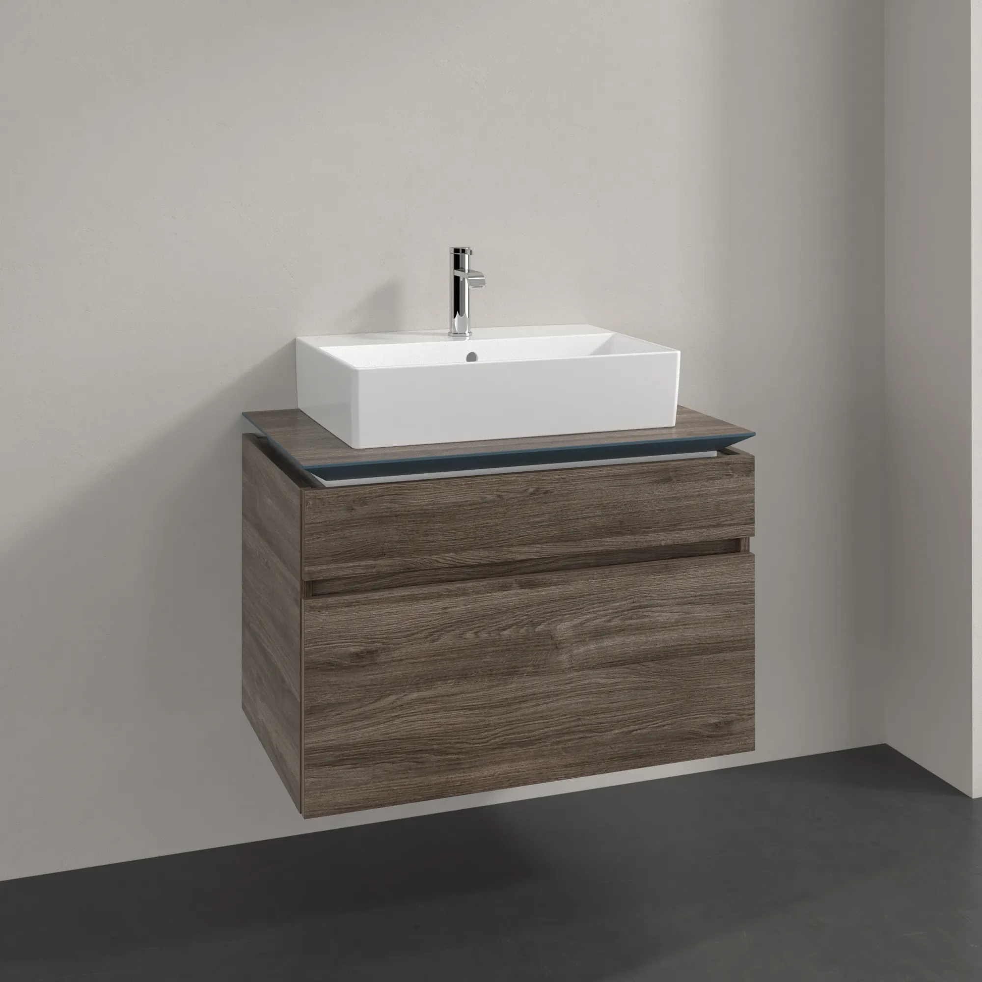 Villeroy & Boch Waschtischunterschrank „Legato“ für Schrankwaschtisch 800 × 550 × 500 mm Stone Oak, für Becken mittig