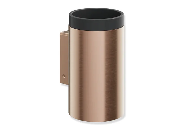 HEWI Becher mit Halter System 162, PVD, Edelstahl, schwarz matt, Kupfer gebürstet, Durchmesser 70 mm, Höhe 124 mm, Tiefe 85 mm HEWI Becher mit Halter System 162, PVD, Edelstahl, schwarz matt, Kupfer gebürstet, Durchmesser 70 mm, Höhe 124 mm, Tiefe 85 mm