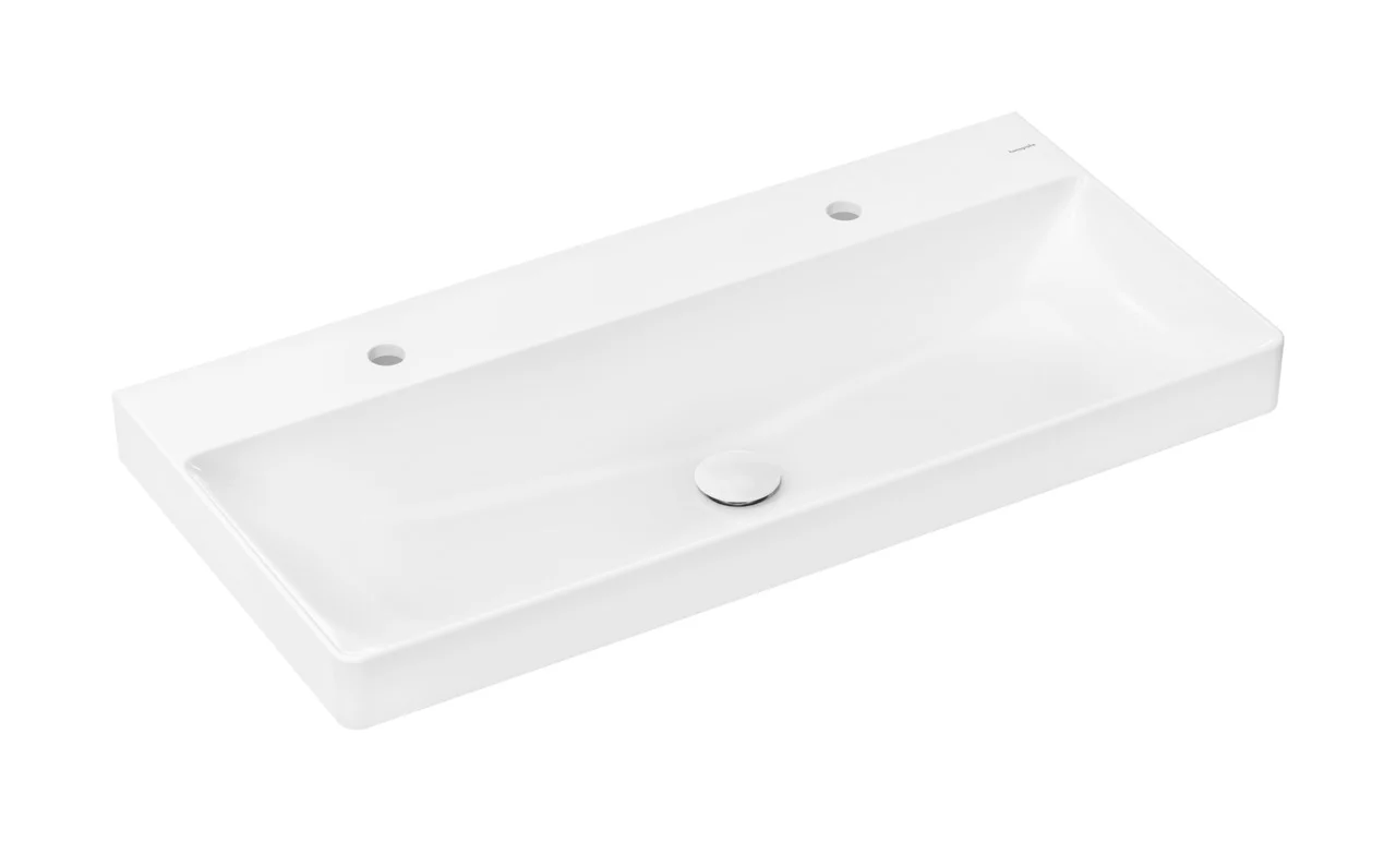 Hansgrohe Xelu Q Aufsatzwaschtisch, geschliffen, weiß, 1000x480 mm, 100 mm Innenhöhe, mit 2 Hahnlöchern, ohne Überlauf, SmartClean Glasur Hansgrohe Xelu Q Aufsatzwaschtisch, geschliffen, weiß, 1000x480 mm, 100 mm Innenhöhe, mit 2 Hahnlöchern, ohne Überlauf, SmartClean Glasur