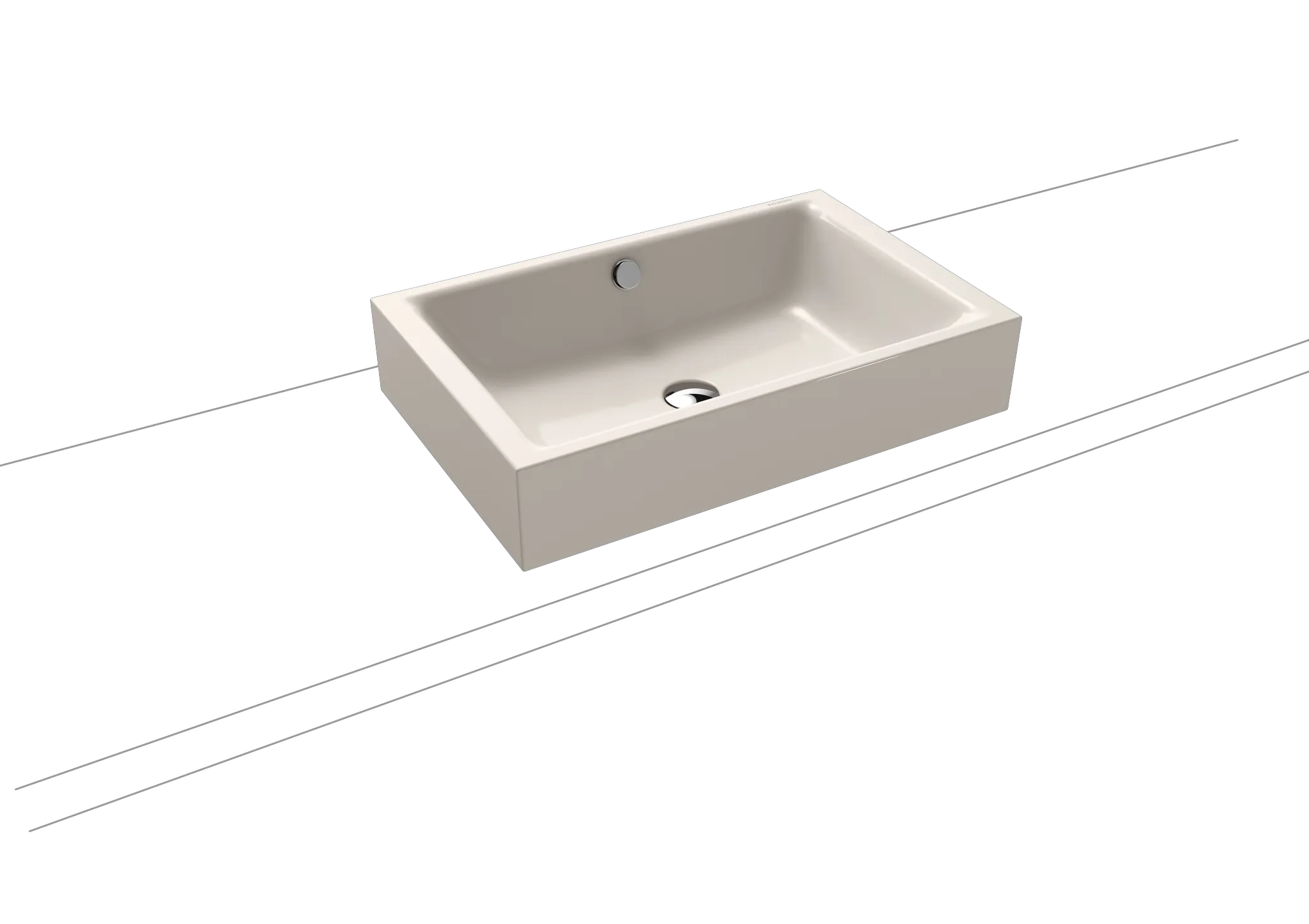 Aufsatzwaschtisch „Puro S“ 60 × 38,5 cm, ohne Hahnlochbohrung in pergamon, mit Perl-Effekt