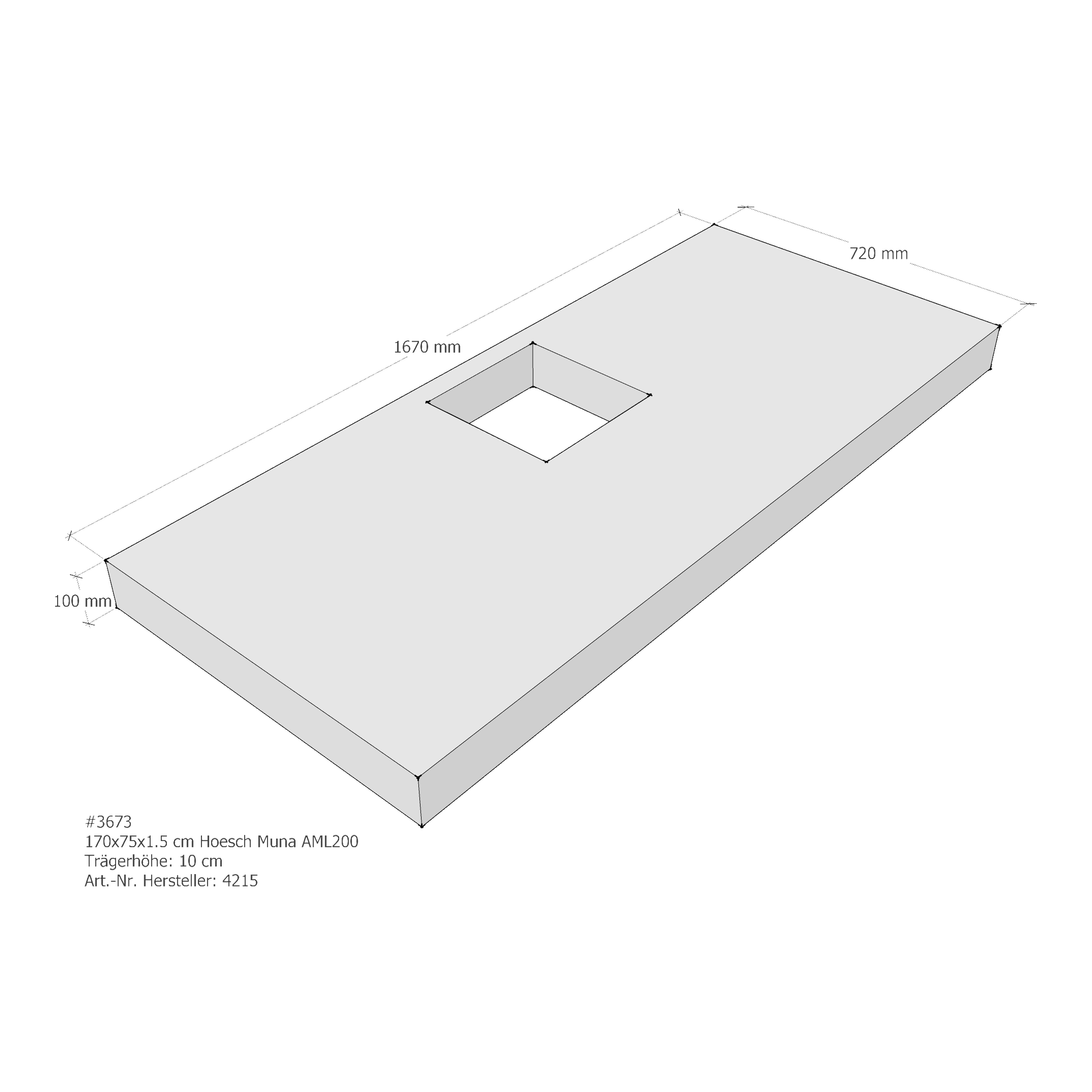 Duschwannenträger Hoesch Muna 170x75x1,5 cm AML200