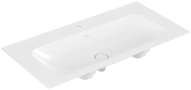 Villeroy & Boch Schrankwaschtisch aus TitanCeram „Finion“ 1000 × 500 × 160 mm, mit Hahnlochbohrung, Hahnlochposition mittig in Weiß Alpin, mit CeramicPlus Villeroy & Boch Schrankwaschtisch aus TitanCeram „Finion“ 1000 × 500 × 160 mm, mit Hahnlochbohrung, Hahnlochposition mittig in Weiß Alpin, mit CeramicPlus