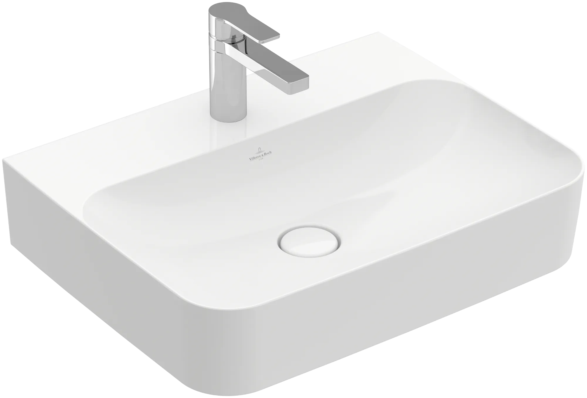 Villeroy & Boch Wandwaschtisch aus TitanCeram geschliffen „Finion“ 600 × 470 × 164 mm, mit Hahnlochbohrung, Hahnlochposition mittig in Weiß Alpin, mit CeramicPlus Villeroy & Boch Wandwaschtisch aus TitanCeram geschliffen „Finion“ 600 × 470 × 164 mm, mit Hahnlochbohrung, Hahnlochposition mittig in Weiß Alpin, mit CeramicPlus