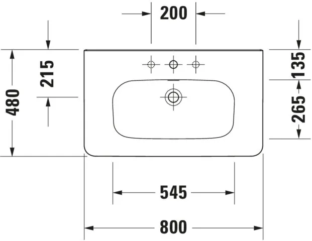 Wandwaschtisch „DuraStyle“, mit Überlauf, Hahnlochposition mittig Wandwaschtisch „DuraStyle“, mit Überlauf, Hahnlochposition mittig