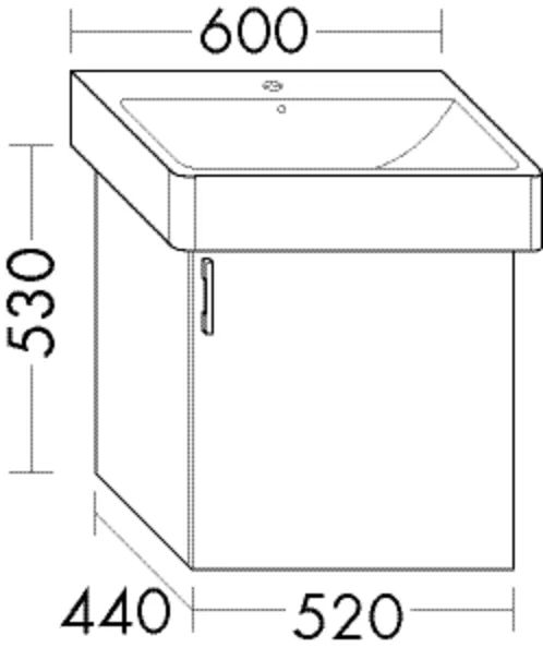 Waschtischunterschrank Sys30 von burgbad - 1 Tür, 440 mm tief, 520 mm breit, 530 mm hoch