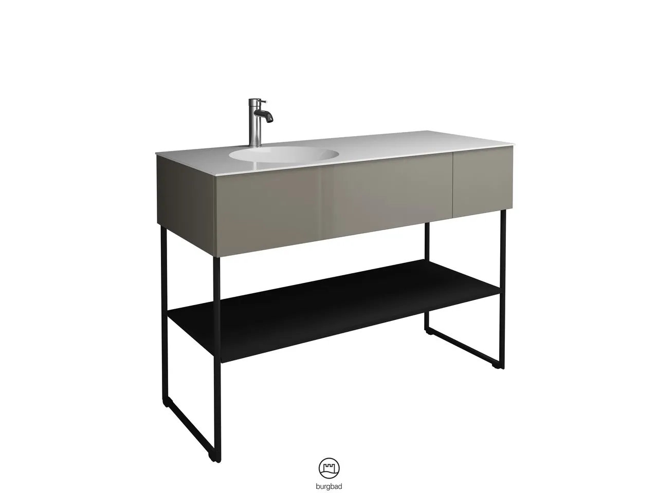 burgbad Coco HGL Waschtischset SFHQ120, Mineralguss, 505x1206x870